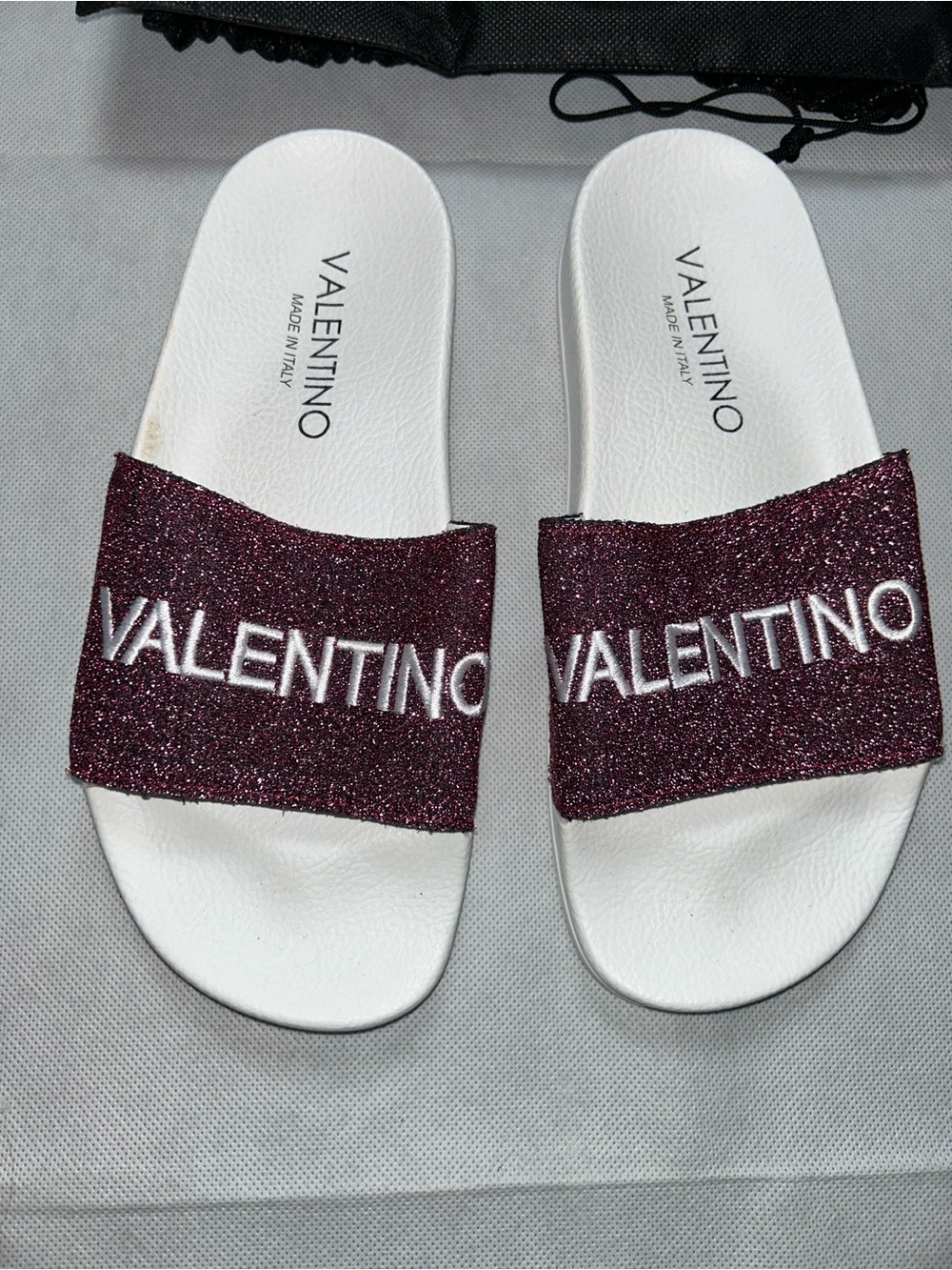 Valentino pink and white slides with dust bag size 37 - Picture 2 of 6